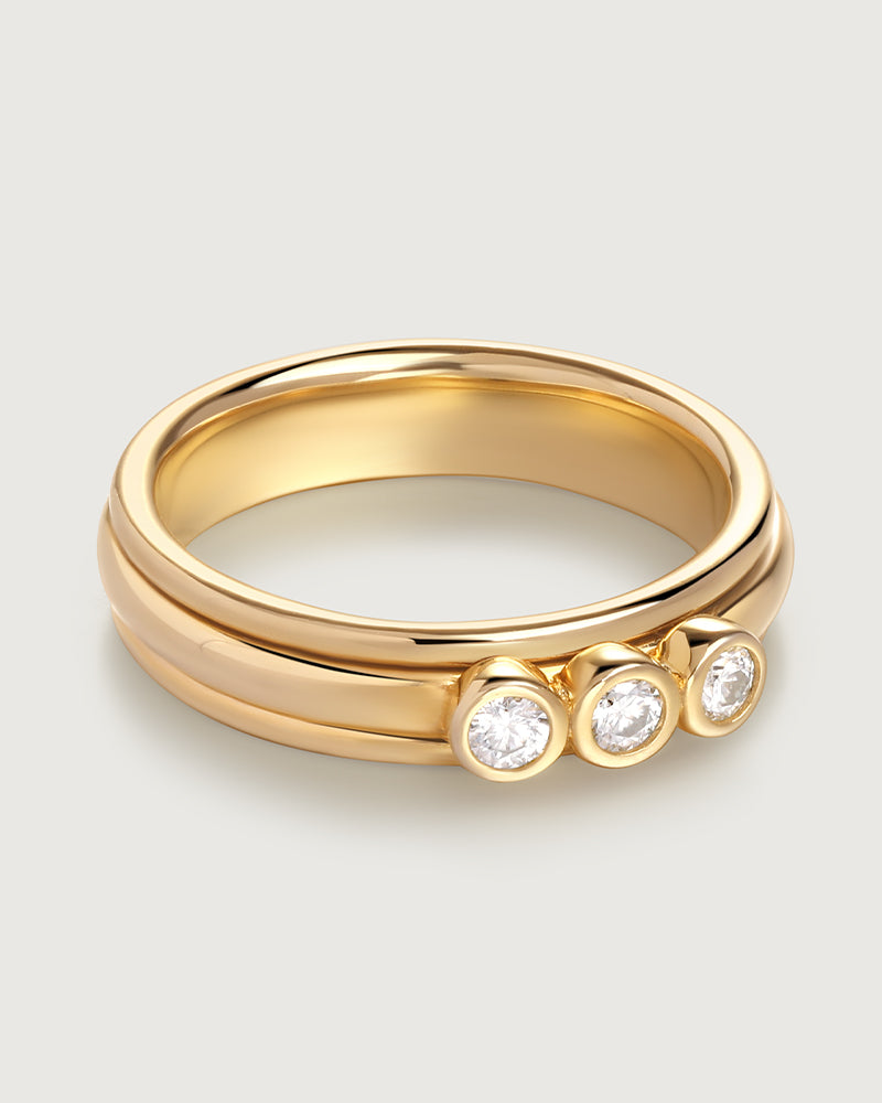 Three Stone Moissanite Anxiety Spinner Ring Gold Vermeil
