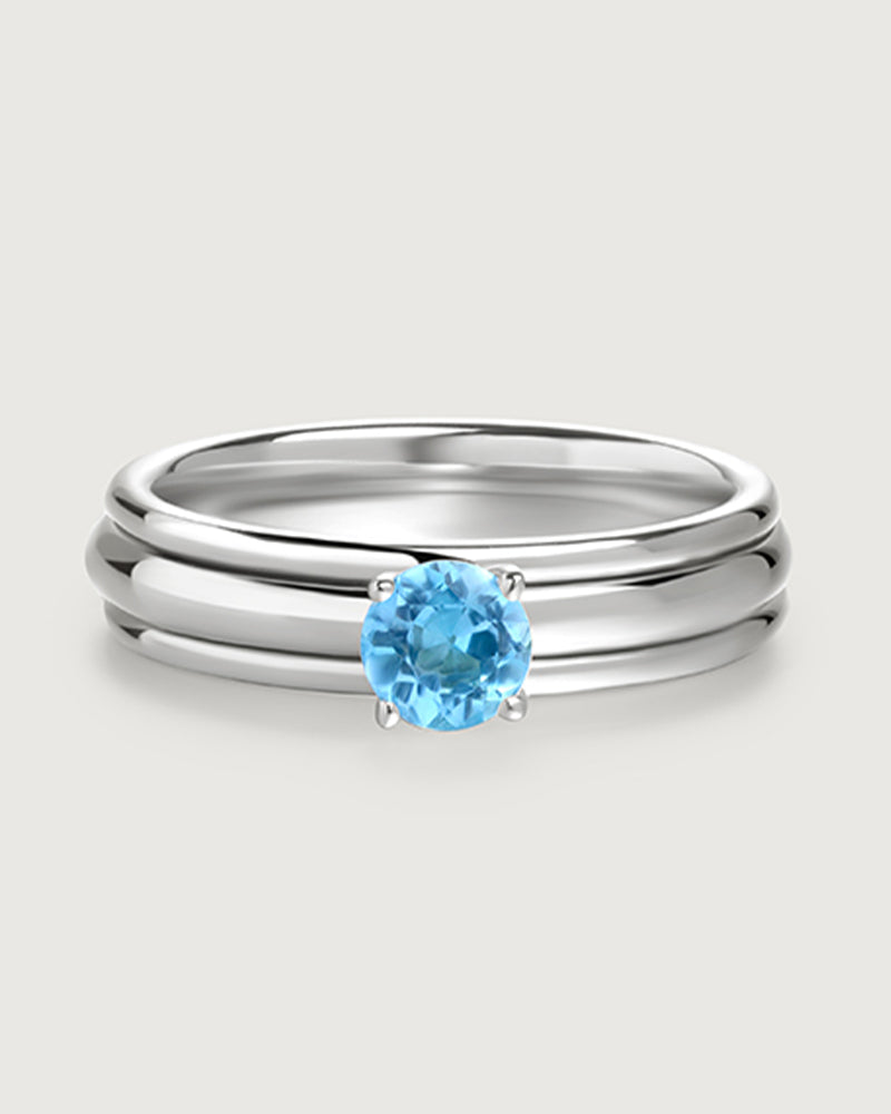 Solitaire Topaz Spinner Ring Sterling Silver