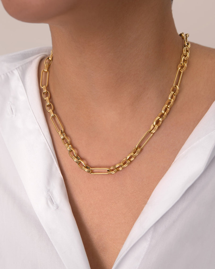 Bold Figaro Chain Necklace Gold