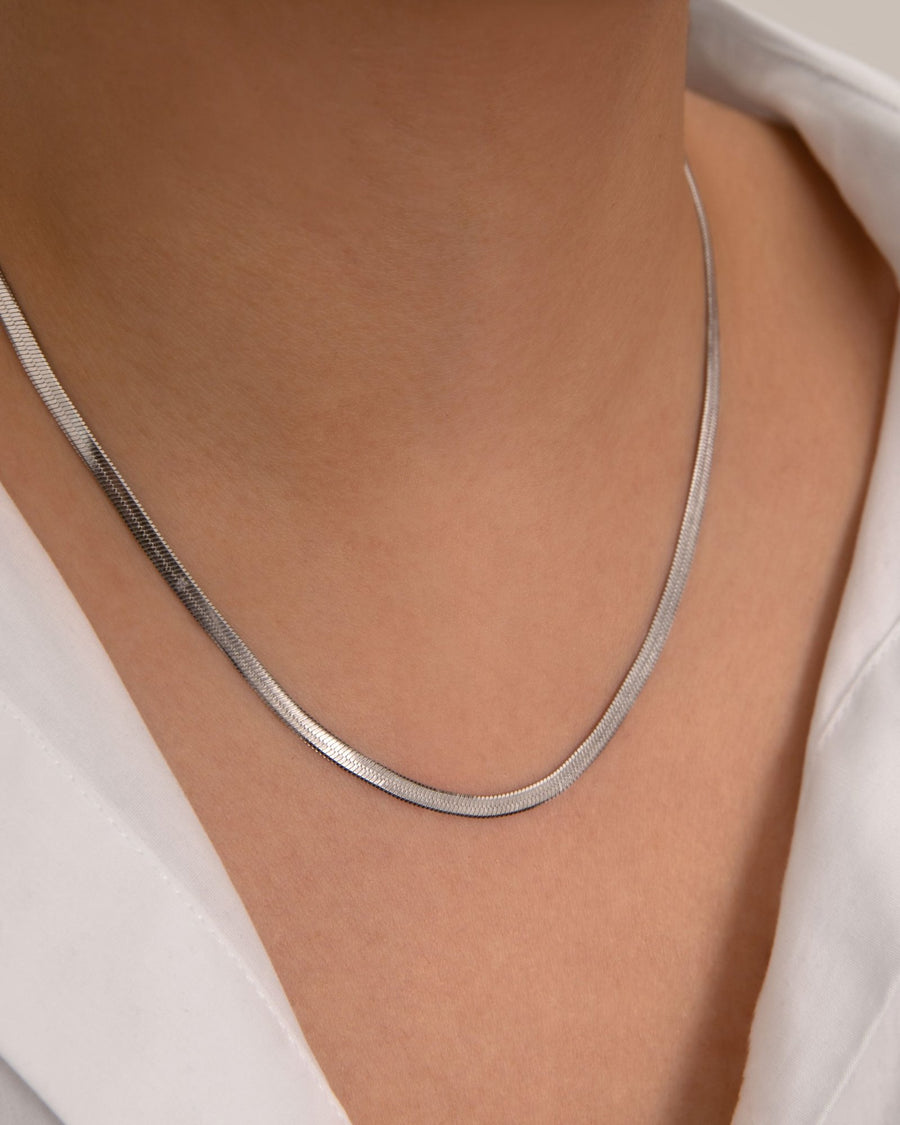 Herringbone Chain Necklace Stainless Steel