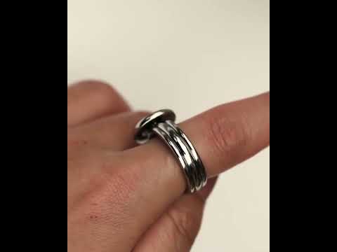 Round Signet Engraved Titanium Spinner Ring