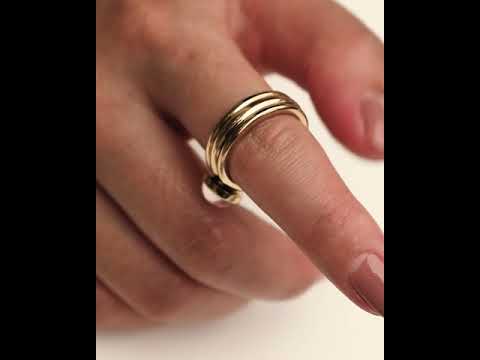 Bezel Rose Quartz Spinner Ring Gold Plated